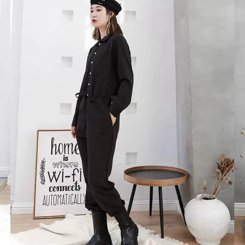 Women's All-In-One Overalls Spring And Autumn Classic Dark Niche Personality Casual All-Match Large Size Jumpsuit Pants