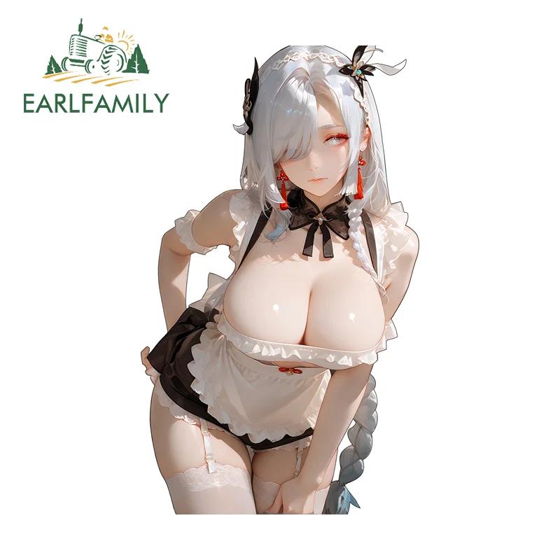 

EARLFAMILY Genshin Impact Shenhe Hentai: Виниловая наклейка на автомобиль с изображением девушки с большой грудью, персонаж игры, для окон, практичное украшение для автомобиля