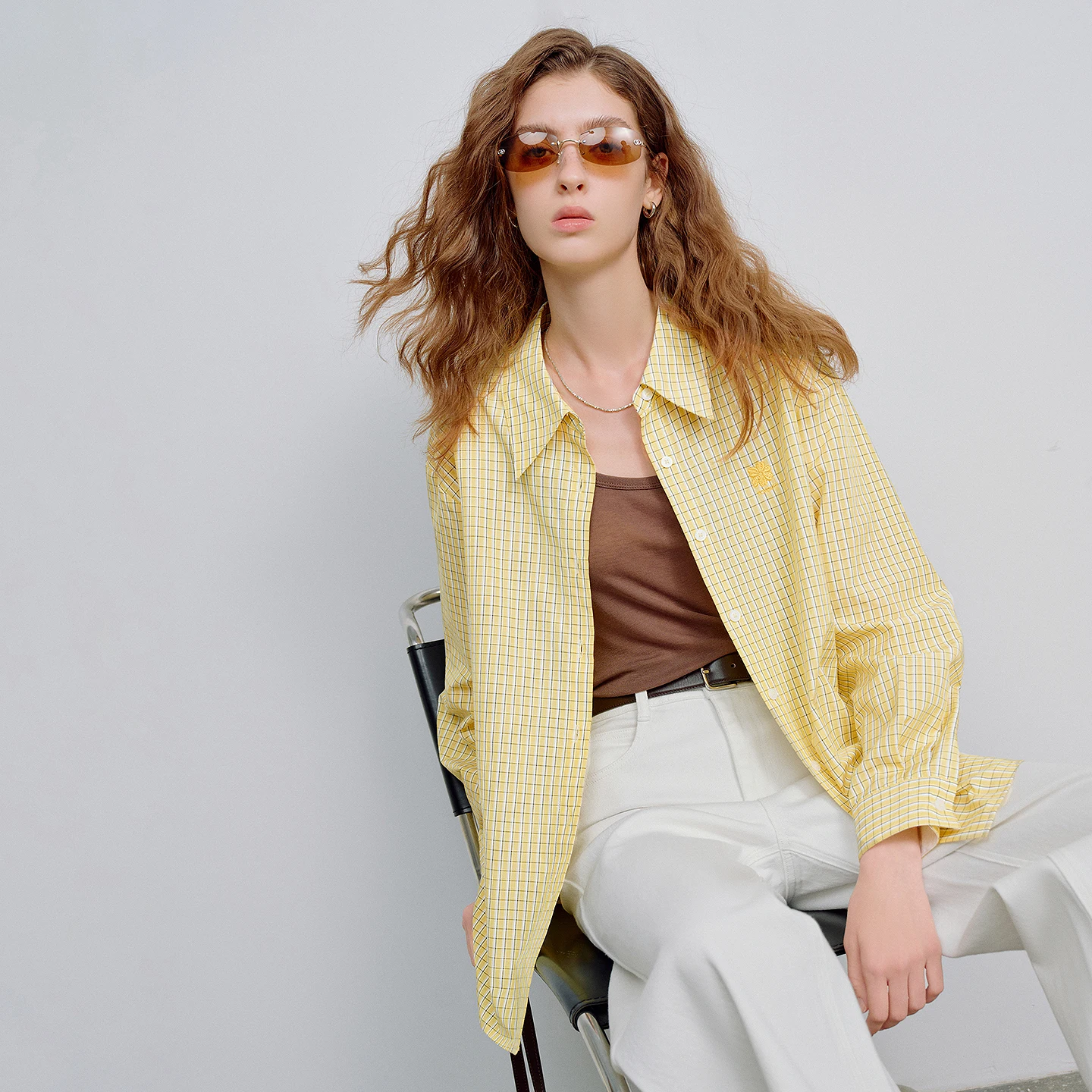 토유스 여성 셔츠 2026 봄 신상 체크무늬 루즈핏 캐주얼 레이어링 우아한 셔츠 탑