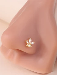 1Pcs 20G L Shaped Nose Studs CZ Small Gold Silver Color Nose Piercing for Women Girl Cute Nostril Jewelry