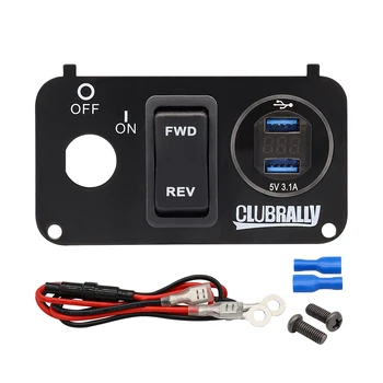 Golfwagen EZGO Schlüsselschalter-Konsolenpanel mit DC 9V-48V 3,1A Dual-USB-Ladegerät, Steckdosen und F/R-Schalter, passend für EZGO TXT und Medalist PDS