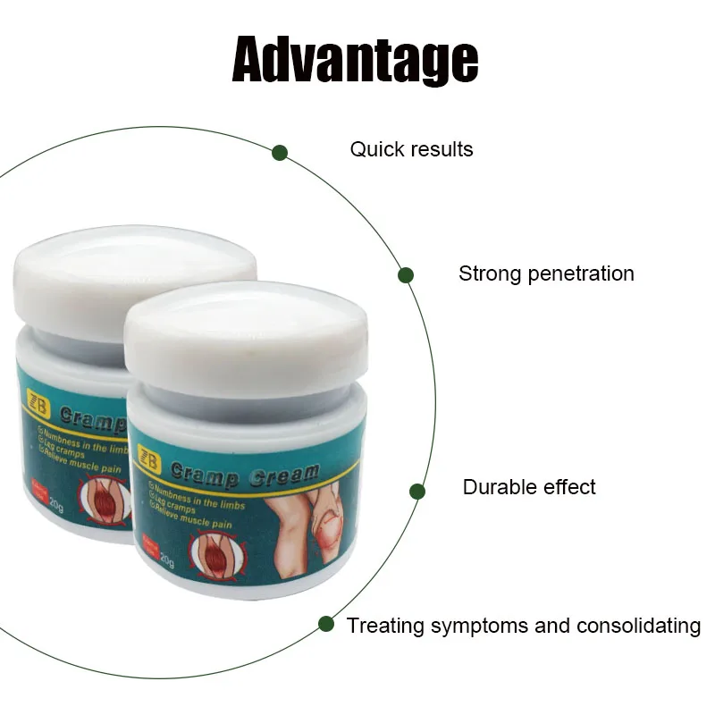 20g ZB Leg Cramp Cream Relief Knee Joint Heel Limb Numb Painkiller Calf Tendon Muscle Sciatica Chinese Herb Ointmet