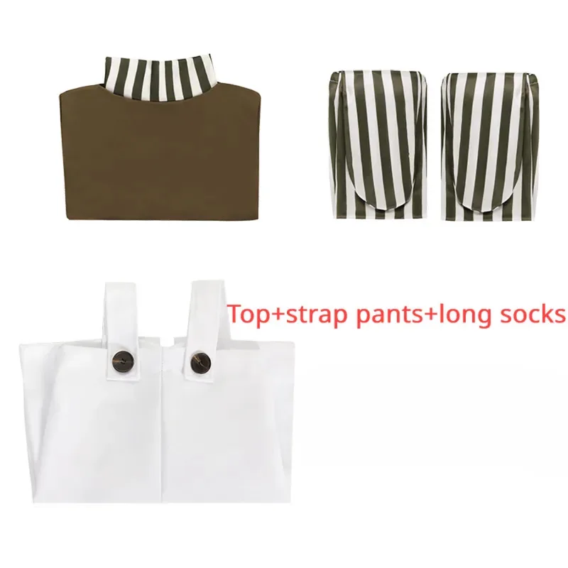 Movie Chocolate Factory Oompa Cosplay Costume Children Tops Strap Pants Long Socks Full Set Kids Loompa Role Play Suit Halloween