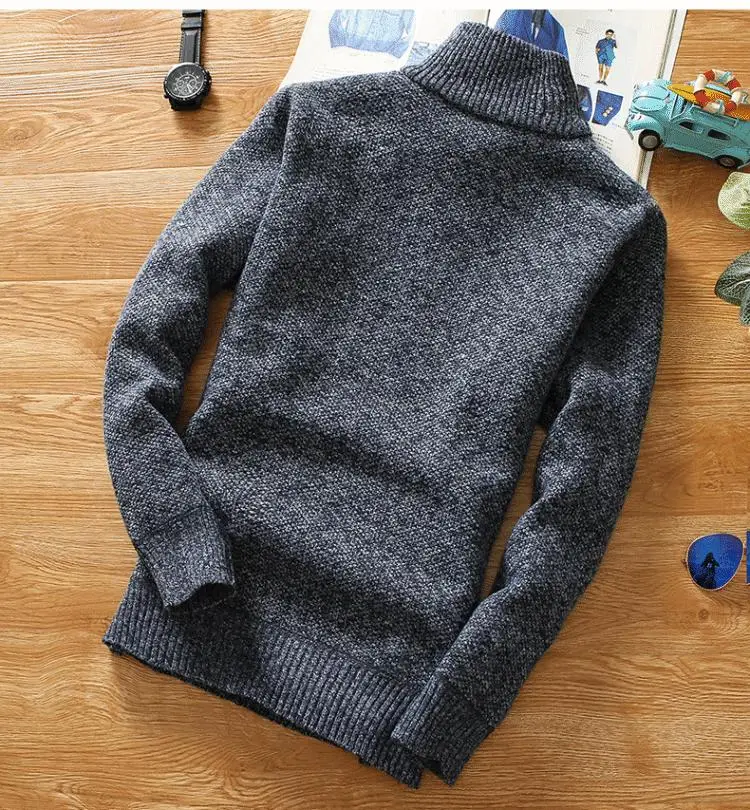 New Pullovers Autumn Winter Knit Sweater Men's Zipper Outwear Korean Casual Streetwear Turtleneck Cold Blouse Hombre Jumpers