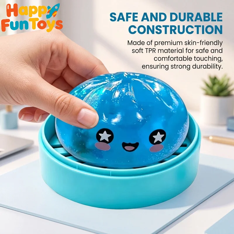 Ocean Series Shark Shiny Dumplings Soft Slow Elastic Pressure Ball Sensory Squeeze Toys Realistic Mantou Squid For Decompression