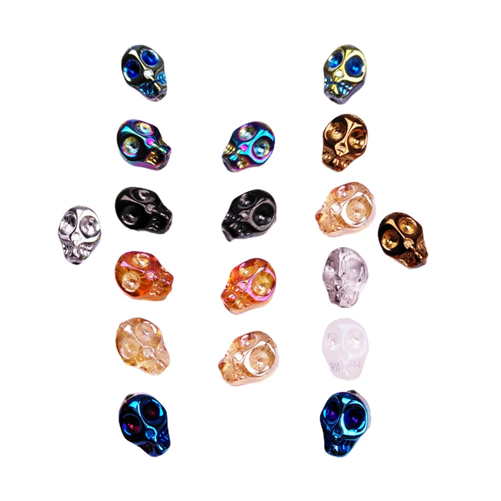 

50 шт., стеклянные бусины в форме черепа, набор хрустальных стеклянных бусин для DIY, ожерелье, серьги, ювелирные изделия ручной работы, принадлежности