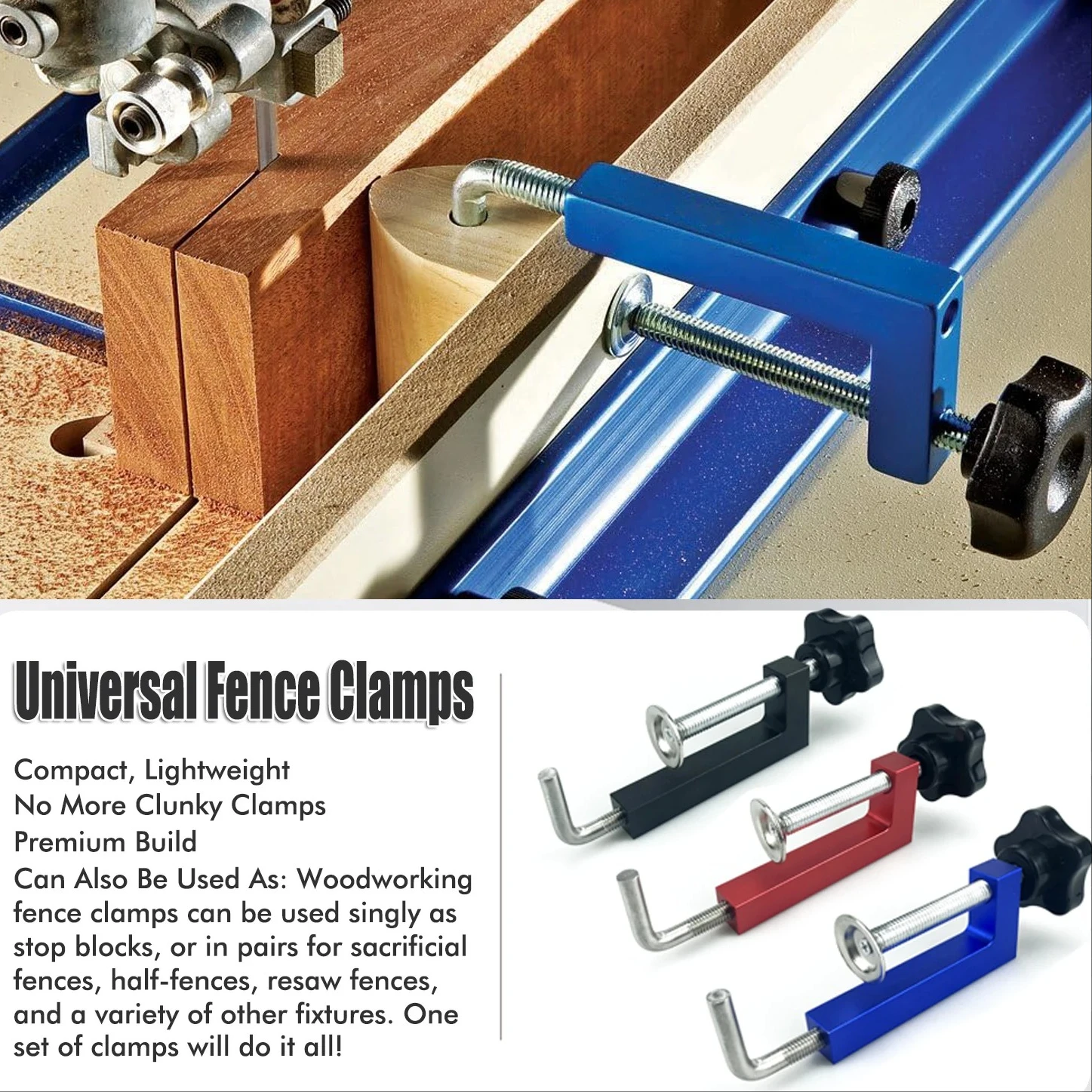 

Universal Rotating Fence Clamp, Adjustable G-Clamp for Fast & Secure Fixing, Heavy Duty Woodworking Bench Tool