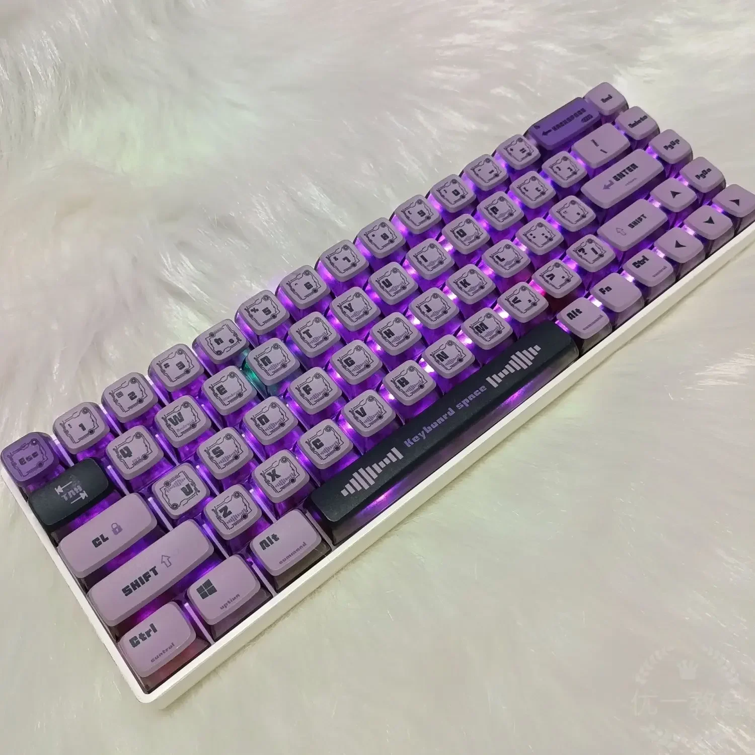 Pudding cap PBT material transparent five-sided heat sublimation light transmission customized keyboard keycap
