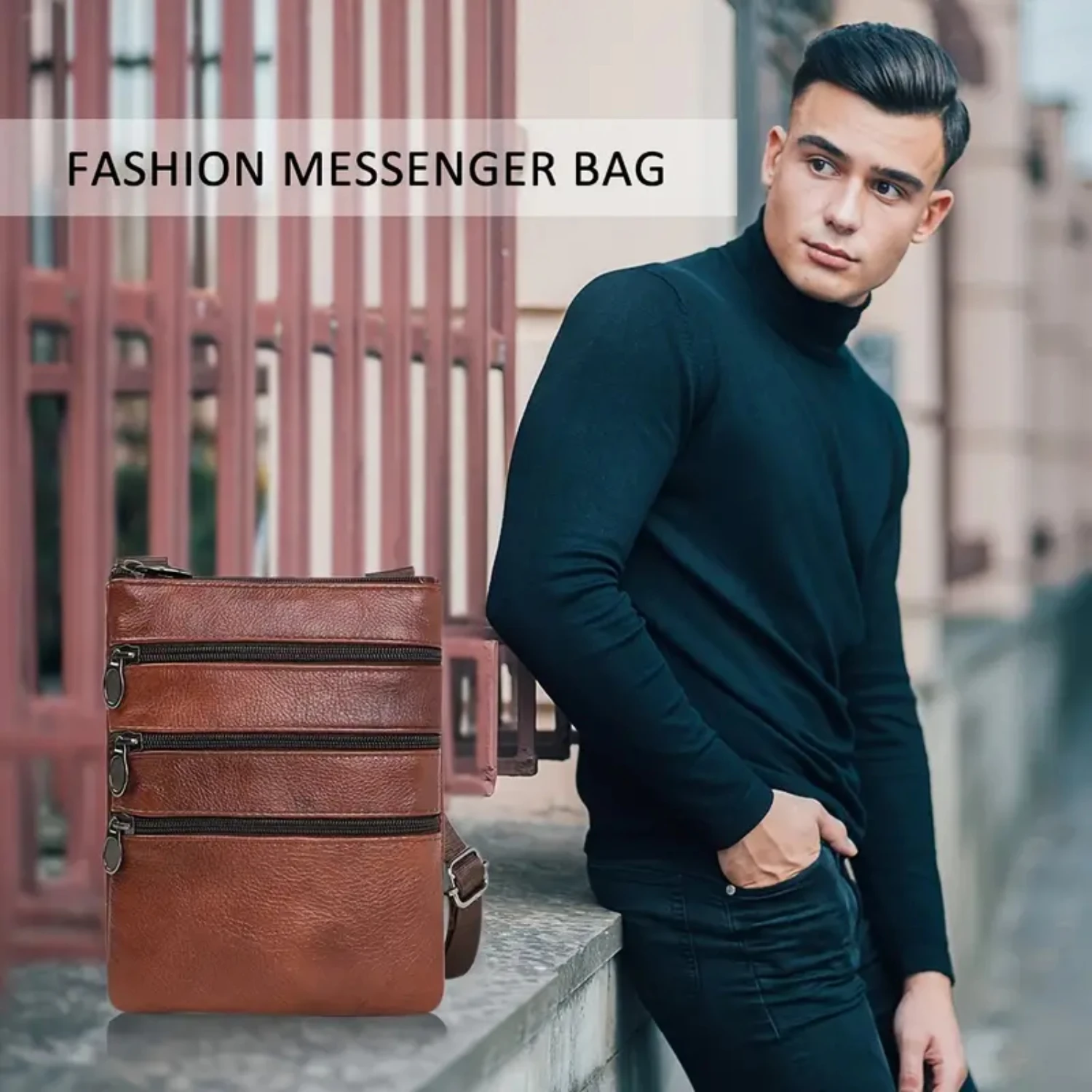 

ather Men's Classic Business Messenger Shoulder Bag Handbag, Elegant Genuine Leather Handb