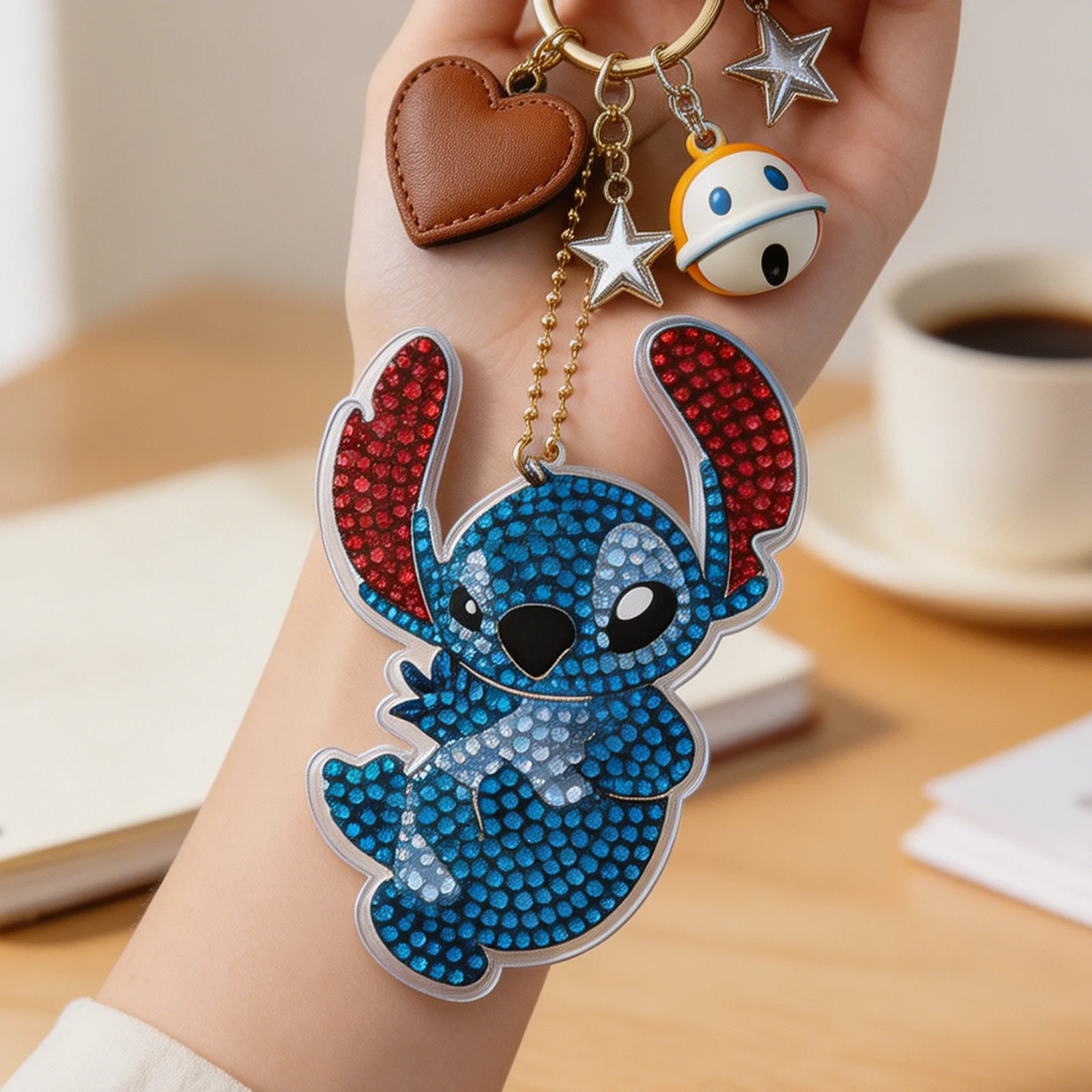 

DIY Double Sided Rhinestone Stitch Keychain Set, Handmade Diamond Painting Pendant, Cute Bag Charm Keyring Gift for Girls