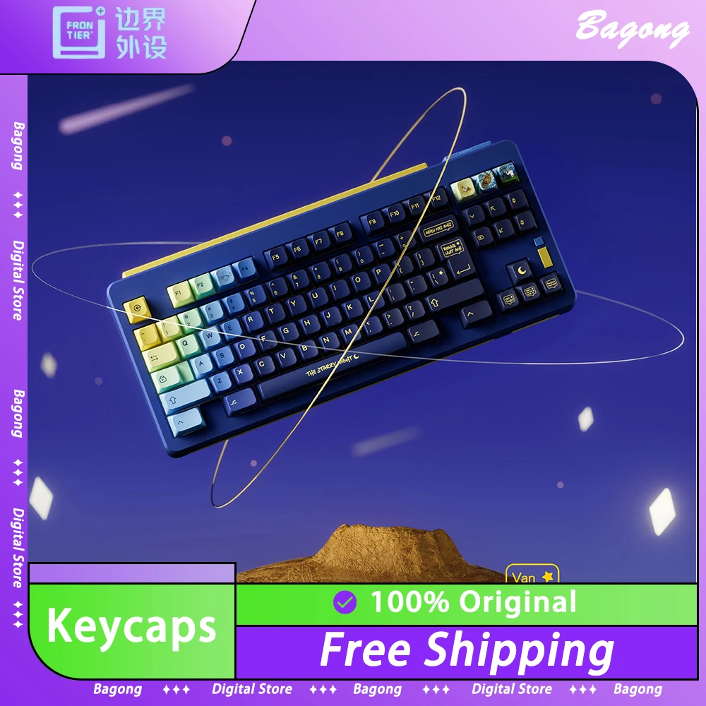 

152 Keys Keycaps Starry Night Van Gogh JSA Height Pbt Keycaps Thermal Sublimation Gamer Accessory For Pc Computer Laptop Office