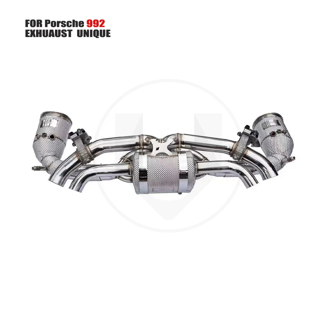 UNIQUE Stainless Steel Exhaust System Performance Catback for Porsche 992 3.0T 2019-  Catless Downpipe With Heat Shield