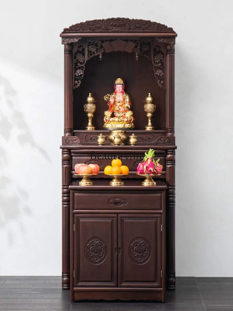 

66.Modern light luxury small shrine household new Chinese vertical cabinet shrine offering Bodhisattva God of Wealth cabinet