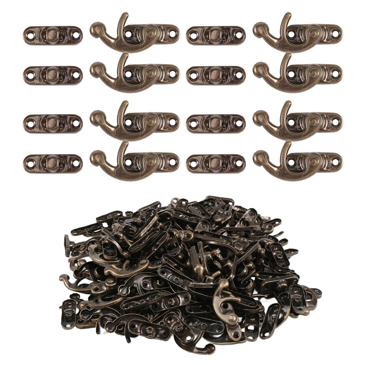 100PCS Vintage Metal Hardware Furniture Wooden Box Leather Bag Hardware Decorative Latch Clasps Lock Padlock Hasp with Screws