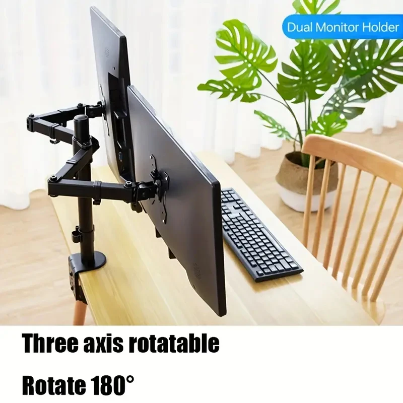 Suporte para Dois Monitores, Suporta Telas de até 27 polegadas, Suporte de Monitor Universal Independente com Altura Ajustável, Inclinação, Rotação
