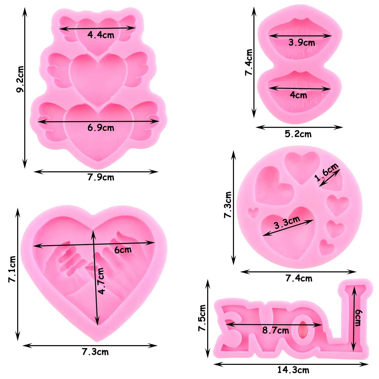 Lip Heart Love Silicone Mold Sugarcraft Cookie Cupcake Chocolate Baking Molds Valentine’s Day Fondant Cake Decorating Tools