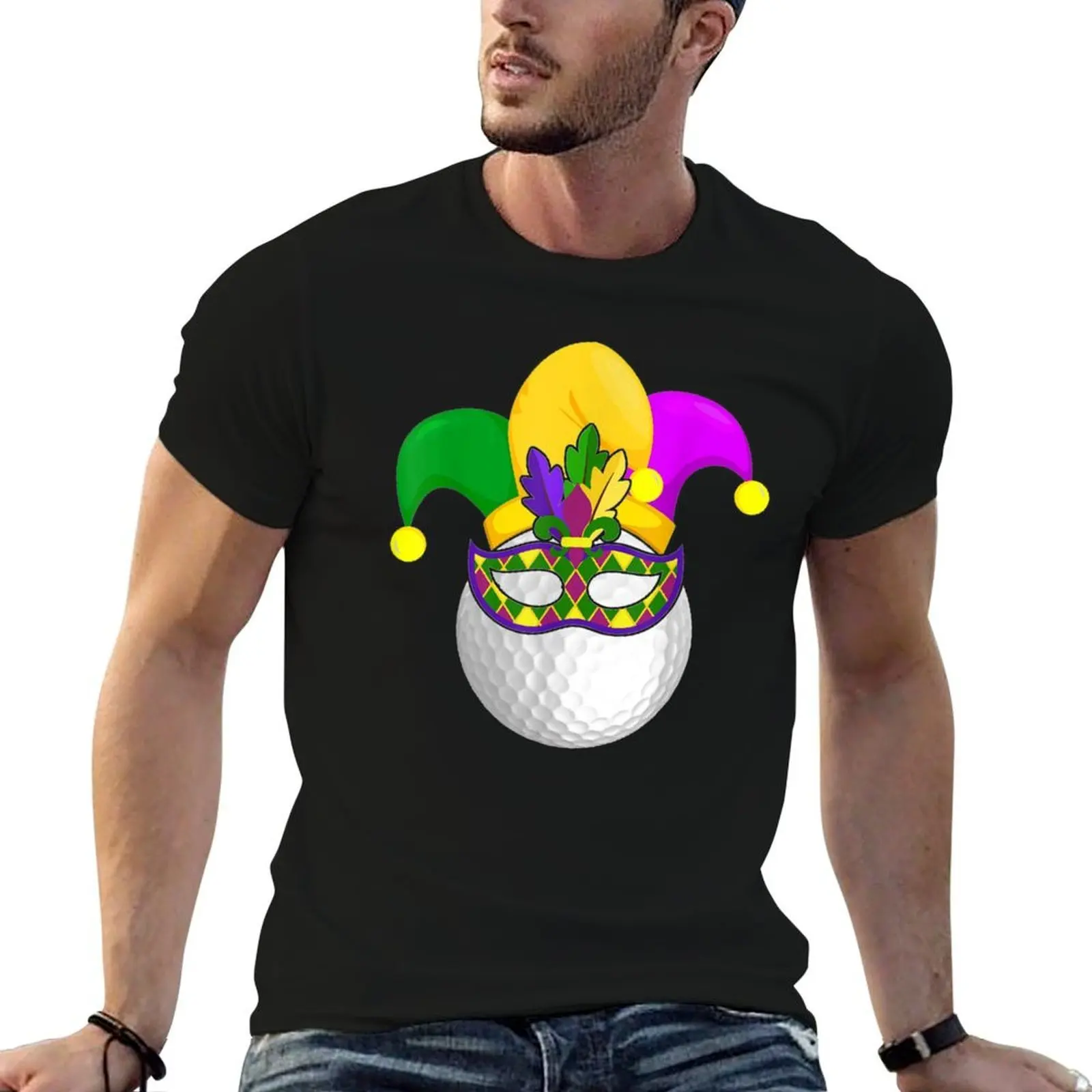 

man shirts Carnival Golf Mardi man Gras Golf Hat for shirts Lover men T-Shirt man shirt plain t t cotton t Mask Jester