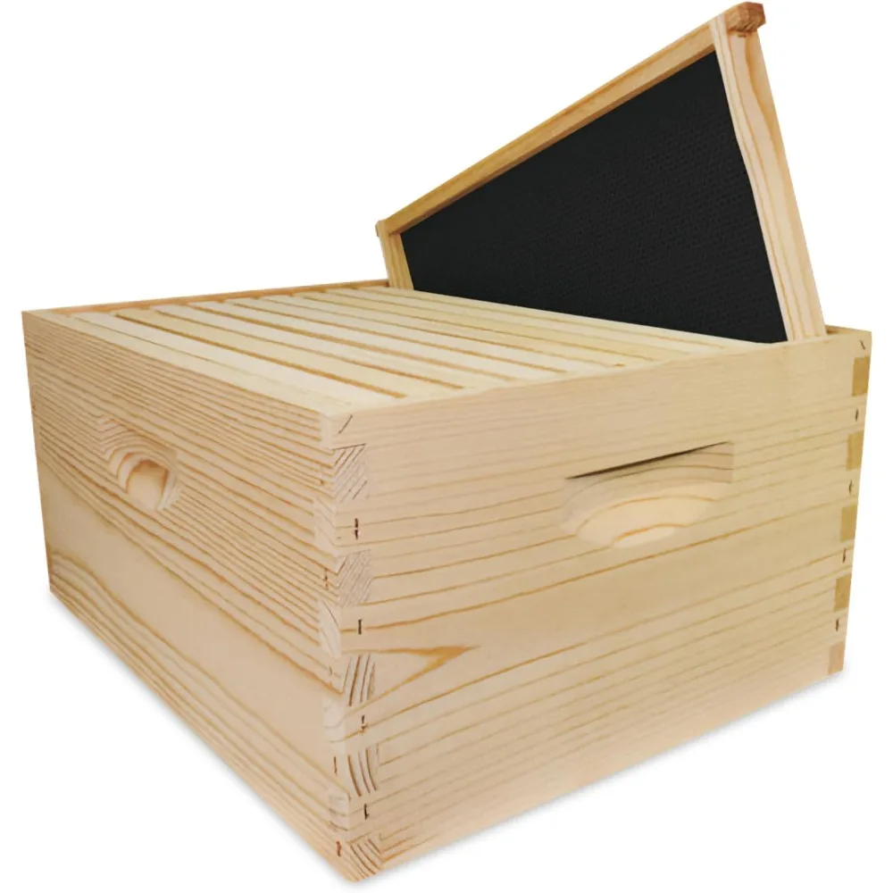 

Mann Lake Complete 10-Frame Deep Hive Kit with 9⅝ Bee Hive Body, 10 Frames, and Beeswax-Coated Plastic Foundation for Brood