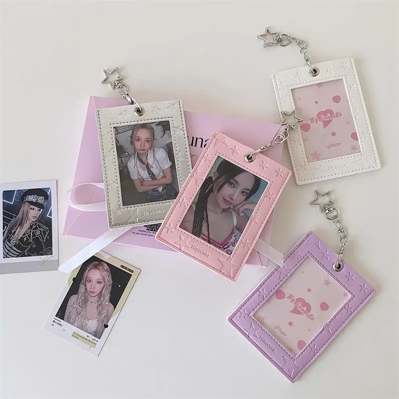 Star Shaped Card Holder in PU Leather; Includes Idol Photo Stand, Protective Cover, and Keyring Gift