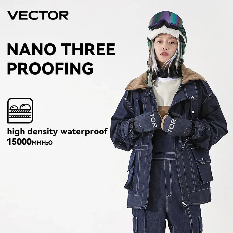 VECTOR cowboy ski suit Women Man fashion skis suit Thickened thermal insulation waterproof windproof equipment suit Women