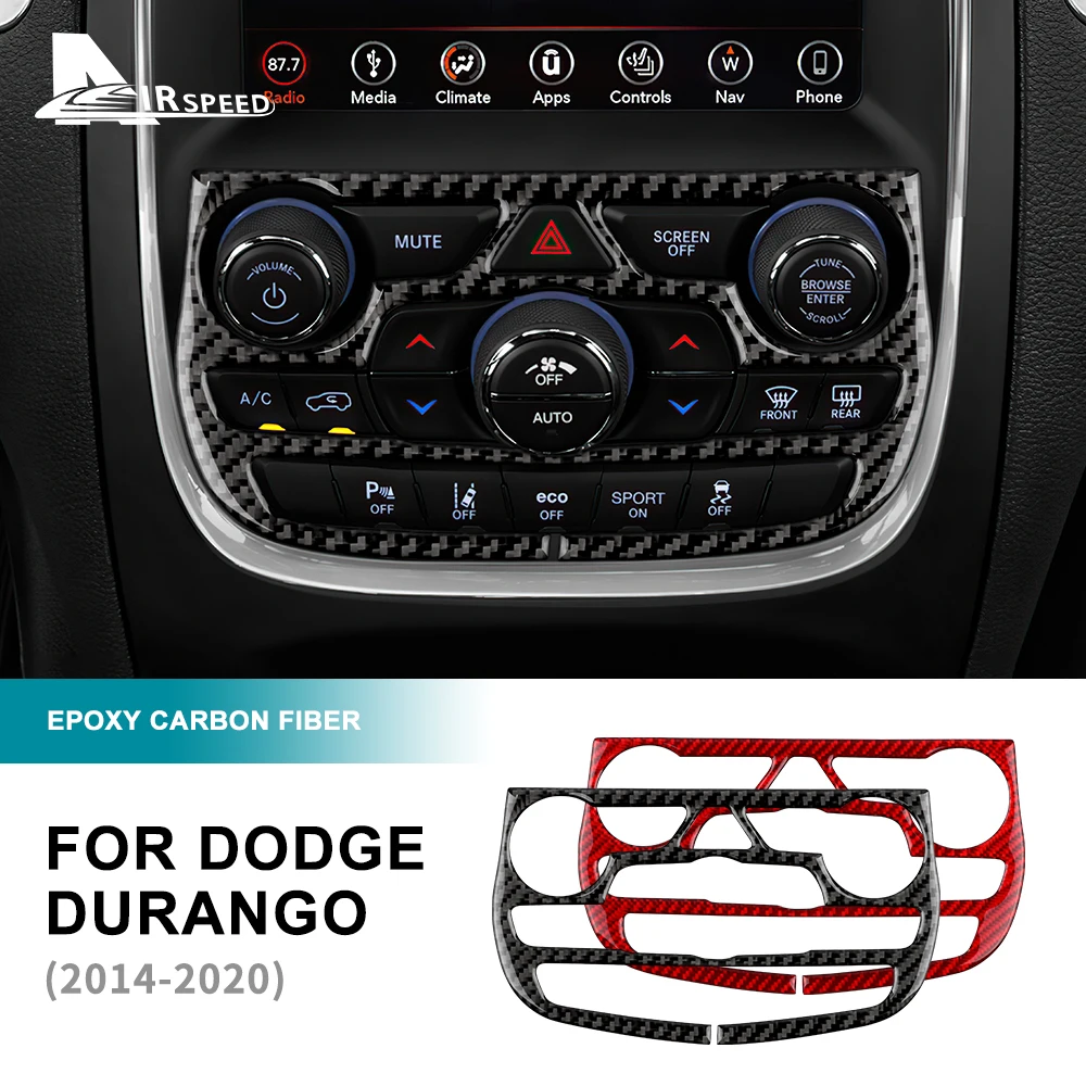 For Dodge Durango 2014 2015 2016 2017 2018 2019 2020 Real Soft Carbon Fiber Sticker Car Center AC Frame Interior Panel Trim