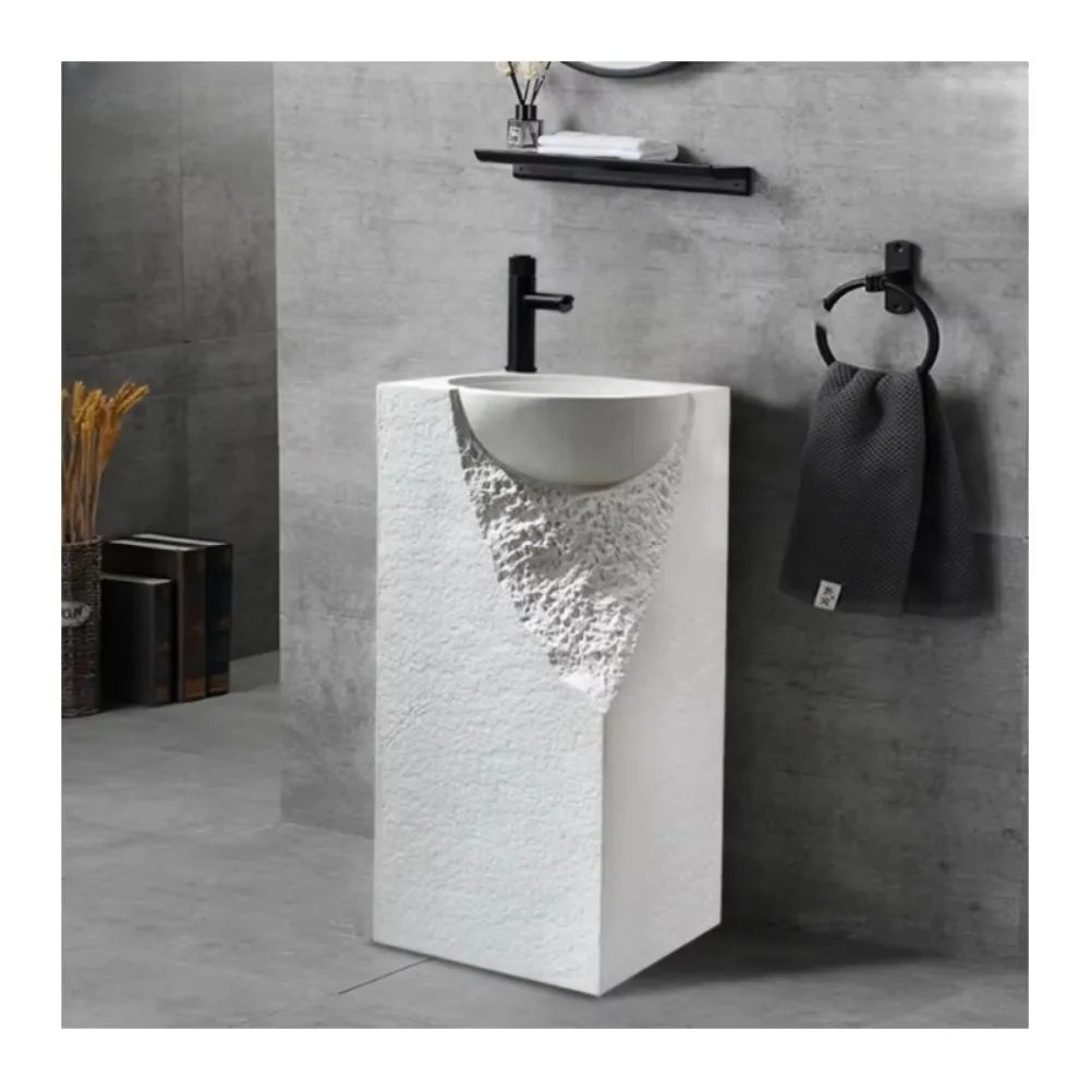 Customized integrated washbasin creative artificial stone pillar washbasin