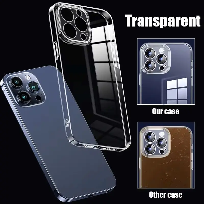 High Transparent Silicone Ultra Thin Case For iPhone 16 15 14 13 12 Pro Max 11 Crystal Clear Slim Shockproof Bumper Phone Cover