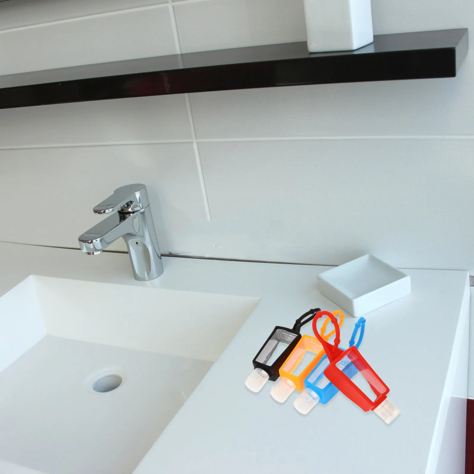 

10Pcs Silicone Bottle Covers Bright Color Design Adjustable Rope Hand Holder for Travel Backpack Keychain Mini Hand Dispenser