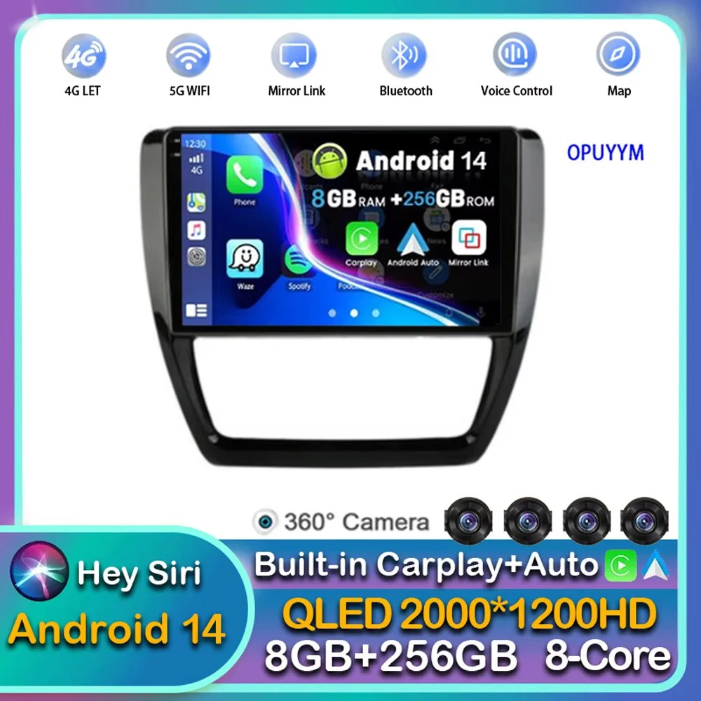 

Автомагнитола Carplay, 2DIN, Android 14, для Volkswagen VW Sagitar Jetta 6 Bora 2011-2018, мультимедийный плеер с GPS, стерео