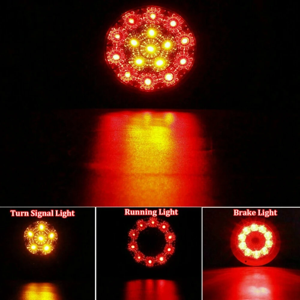 

Прочные 2X круглые 4-дюймовые красные/янтарные светодиодные задние фонари для грузовых прицепов, стоп-сигналы