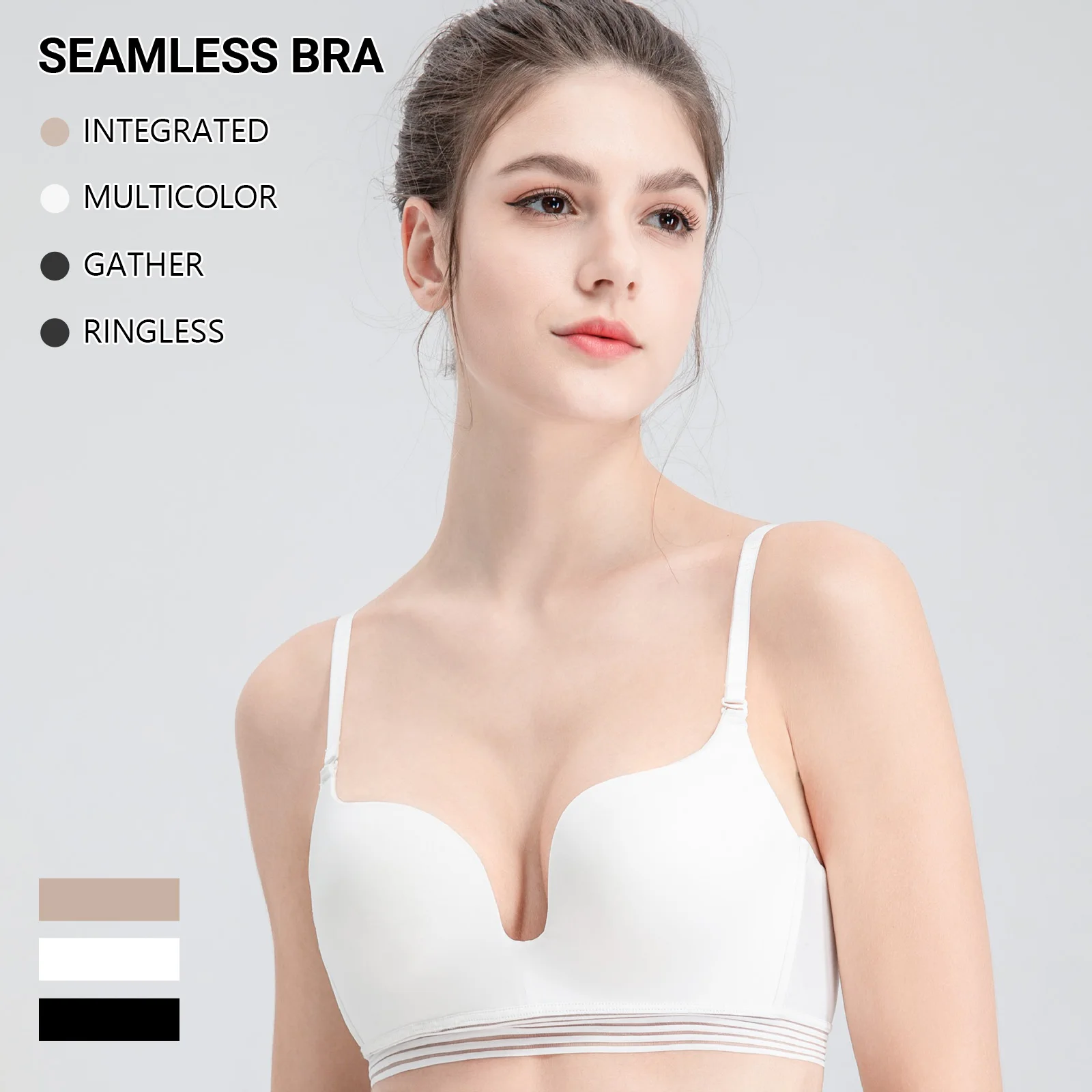 

IUSIBRALEA New Seamless Underwear Small Chest Gathered Backless Comfortable No Underwire Thin Breathable Unrestrained Bra Women