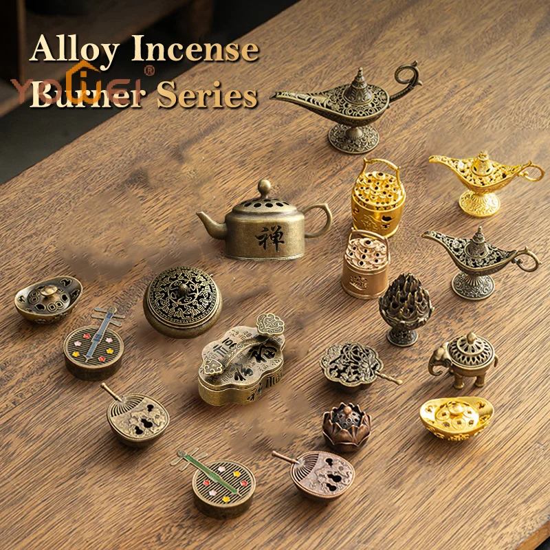 Latest Vintage Alloy Incense Burner Stick Holder Three Legged Hollow Out Mini Sandalwood Censer Incense Burner Home Decoration