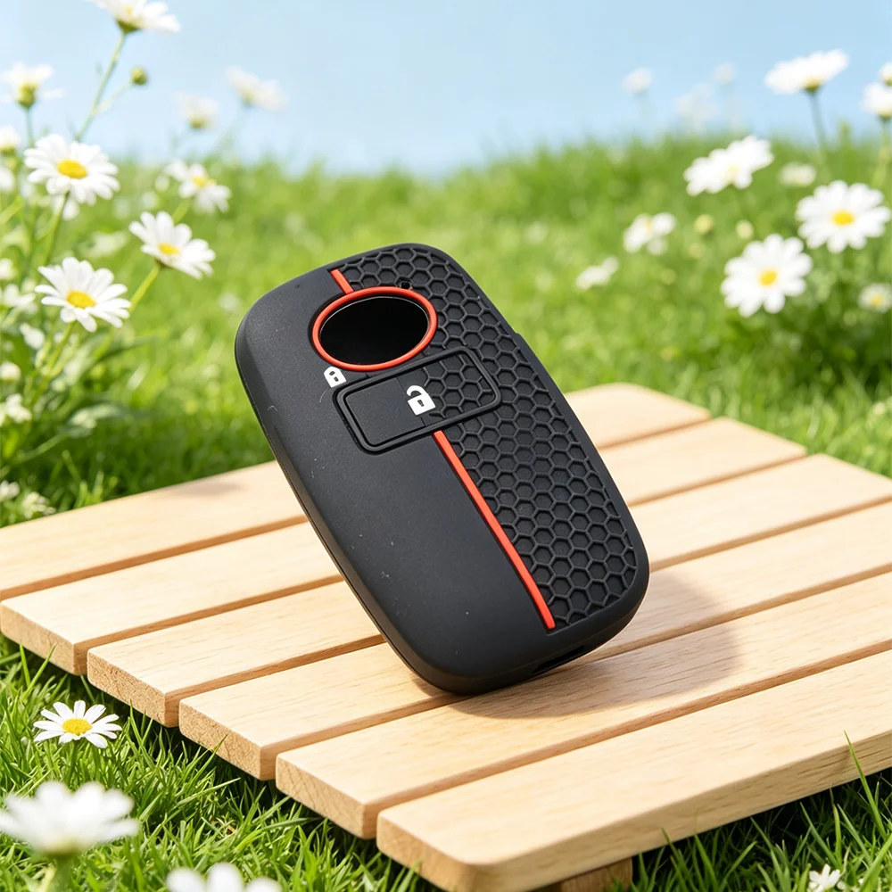 Anti‑Scratch Red Stripe Silicone Key Case For Toyota RAIZE Daihatsu Rocky Perodua Ativa Subaru Rex Car Remote Fob Protector