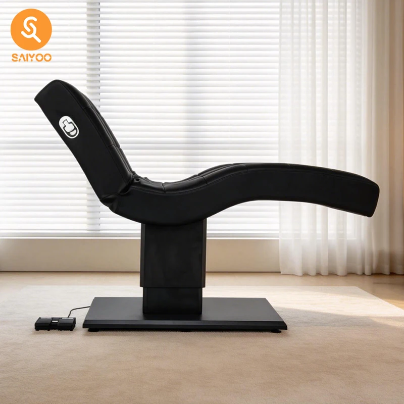 Electric S Shape Folding Spa Massage Table With Adjustable Height Metal Frame Synthetic Leather Upholstery For Esthetician