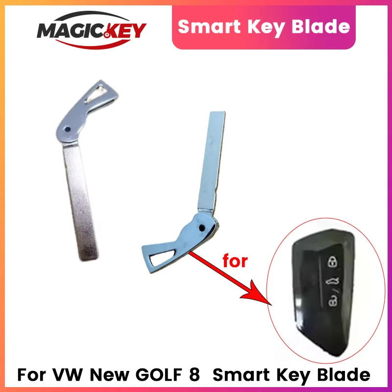 2pcs Blank Insert Smart Remote Emergency Key Blade For VW New GOLF 8 Replacement Smart Key Blade