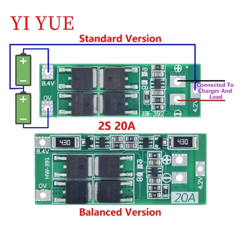 2S 20A 7.4V 8.4V 18650 Lithium Battery Protection Board/BMS Board Standard/Balance For DIY