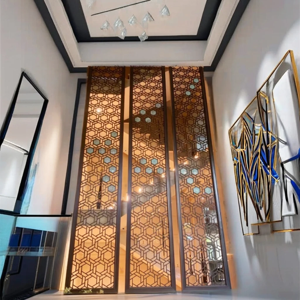 Customized Design Indoor/Outdoor Staircase Decorative Metal Partition Screen Wood Wall Panel Custom Aluminium Panel Garden