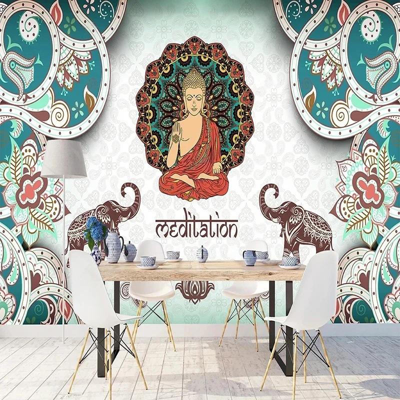 Benutzerdefinierte 3D wasserdichte Tapete Thai Indian Yoga Studio Tanzstudio Wellness Studio Hintergrund Wandbild Home Decor 3D Papier Peint