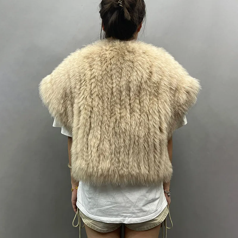 Top Quality Real Fox Fur Vest Thick Warm Autumn/winter Natural Fur Women\'s Vest Short Length Vest Sleeveless V-neck Jackets