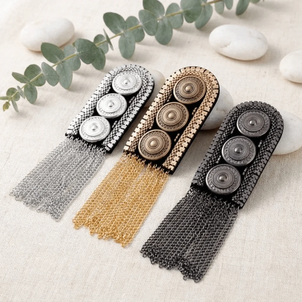 Fashion Alloy Shoulder Epaulets Decorative Chain Tassel Fringe Shoulder Ornament Retro DIY Clothing Accessories Suit Jacket