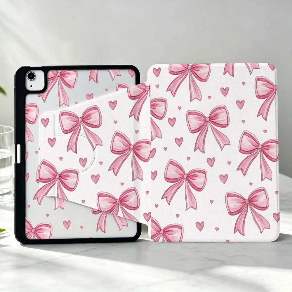 Beautiful Butterfly Heart For iPad Pro Air mini 6 5 4 12th M5 M4 M3 M2 A16 A17Pro 360° Rotation Stylus Storage Tablet Case
