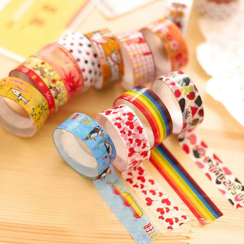 10pcs Colorful DIY Cartoon Tape Children Creative Decorative Tape Stickers Album Diary Decorative Tape Sticker Material TMZ