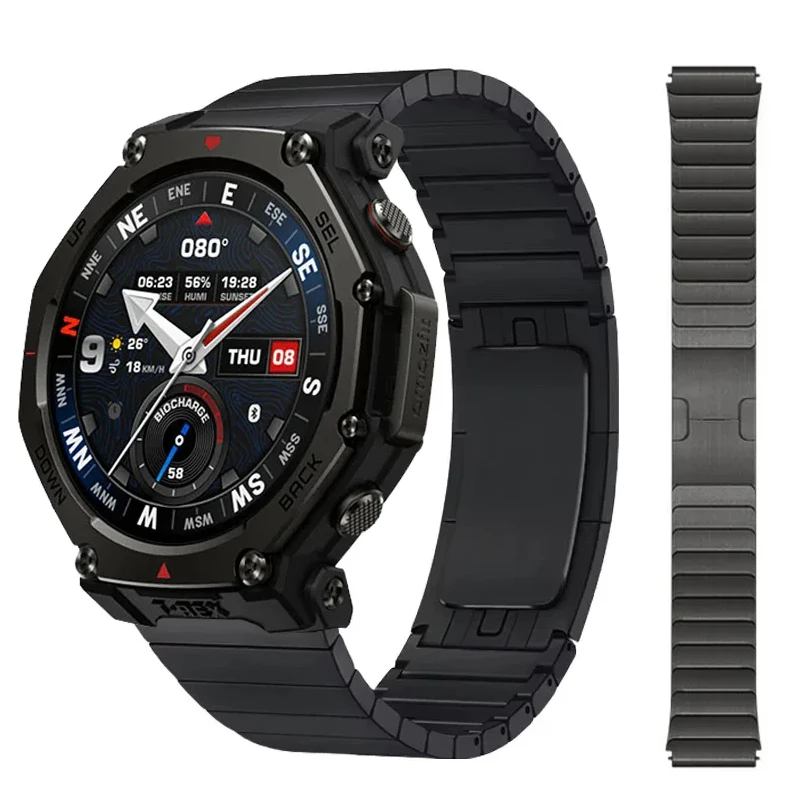 22mm Luxury Stainless Steel Strap For Amazfit T-Rex 3 Pro 48mm Link Metal Band For Amazfit Bip 6 5/Balance 2/Cheetah Round/Pro