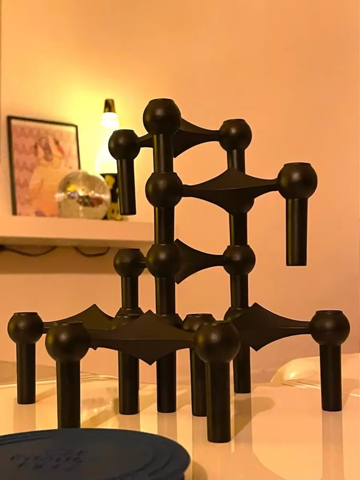 Metal Candle Holder Nordic Molecular Structure Silver Candlestick Centerpiece Living Room Decoration Gift Home Decore Candelabra
