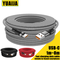 USB C 6A Super Fast Charge Cable for Huawei 8m 5m 3m 2m 1m USB TYPE-C Equipment Cable for Samsung Xiaomi OPPO OnePlus VR Camera