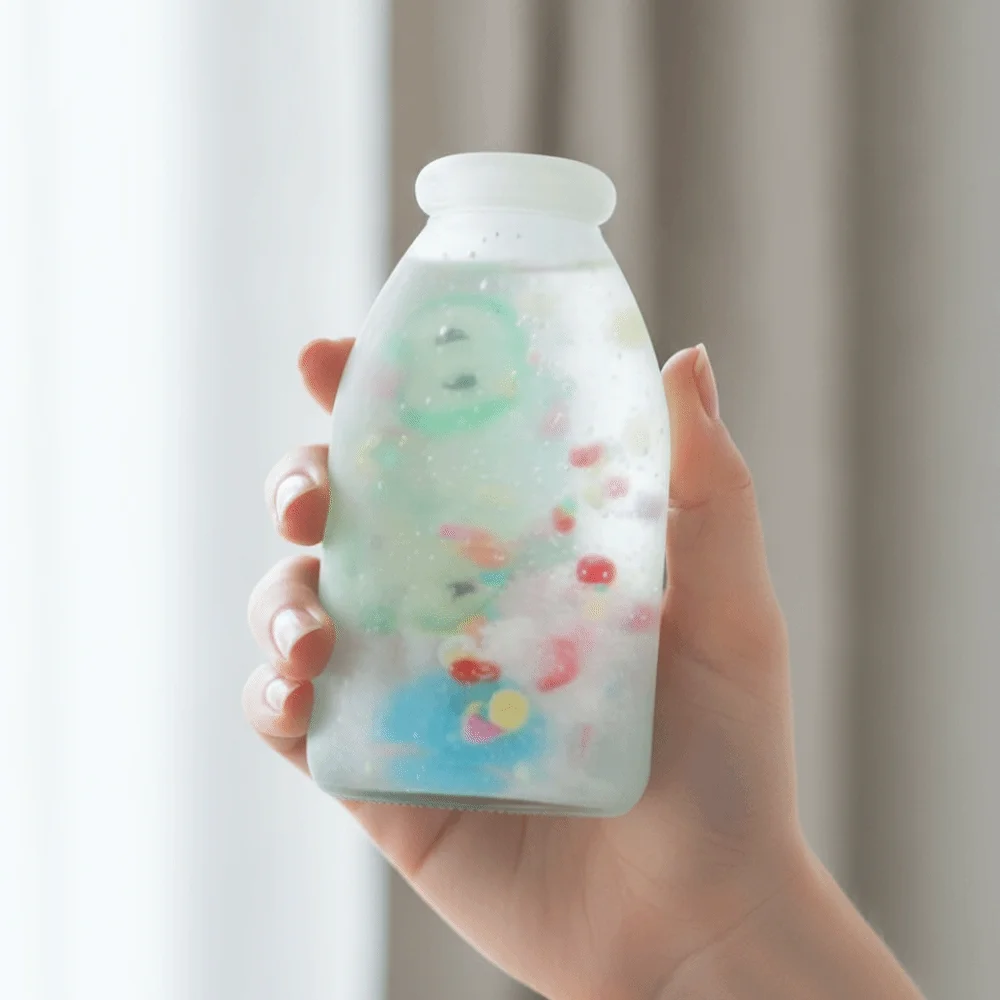 Botella Transparente de Frutas, Botella Blanda Transparente de Color Aleatorio, Juguete Sensorial de Simulación de Caramelo, Botella de Maltosa Pegajosa, Squishy