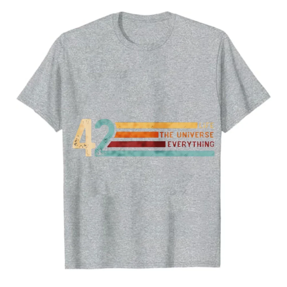 42 The Answer to Life The Universe and Everything T-Shirt Retro Striped Hitchhikers Guide to the Galaxy All-match Graphic Tee