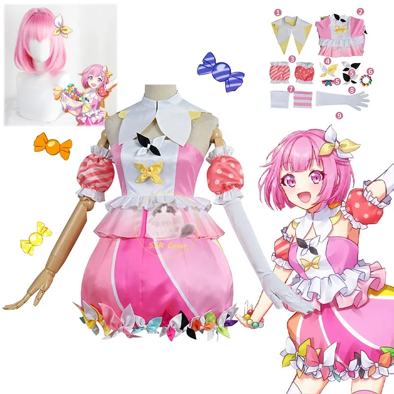 Vestido de cosplay de Anime ootori EMU para mujer, vestido de escenario colorido, vestido de lolita, peluca, uniforme de fiesta de Halloween, proyecto Sekai