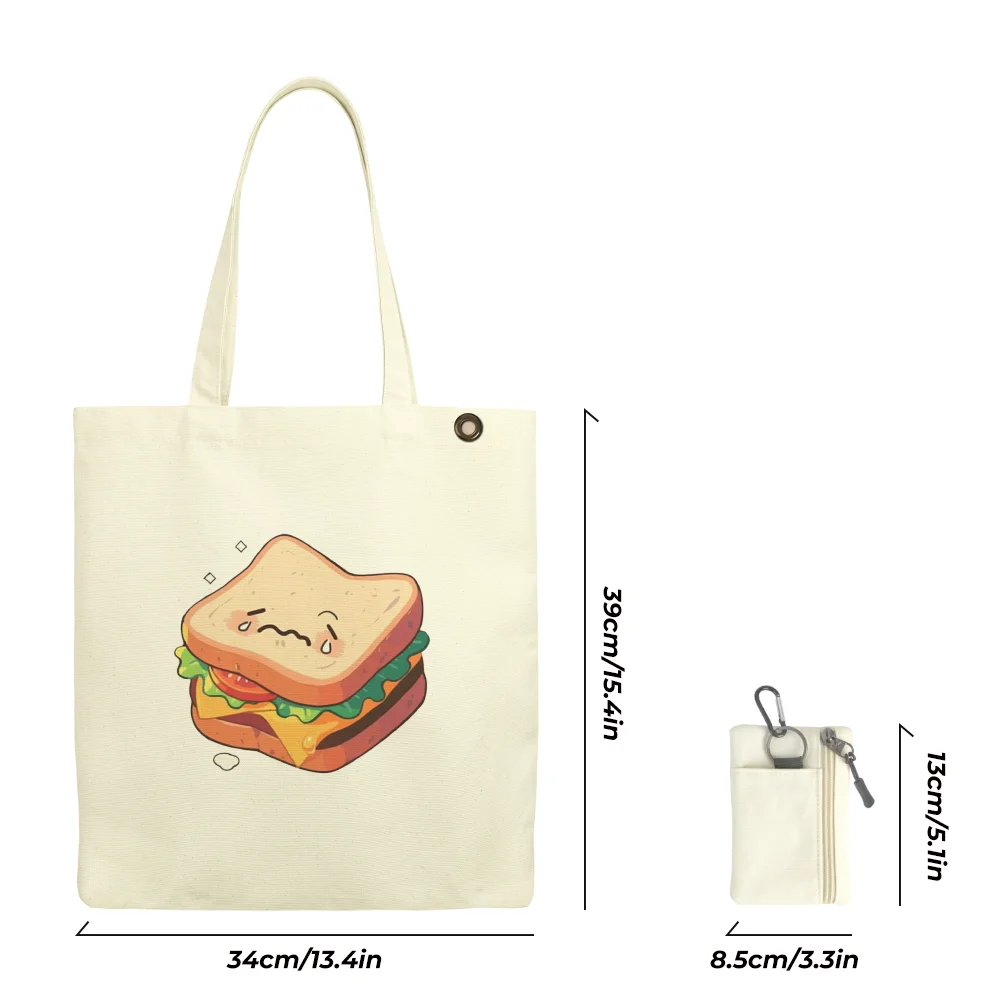 

Printed Tote Bag, Canvas Large Capacity Shoulder Bag with Mini Coin Purse, Handbag for School, Shopping ,Daily Commute