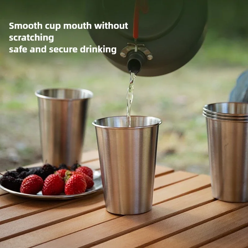 Mini-Campingbecher aus Edelstahl, 4 Stück, tragbar, mit gerolltem Rand, isoliert, verbrühungssicher, Teetasse, platzsparend, für Picknick im Freien, Wandern